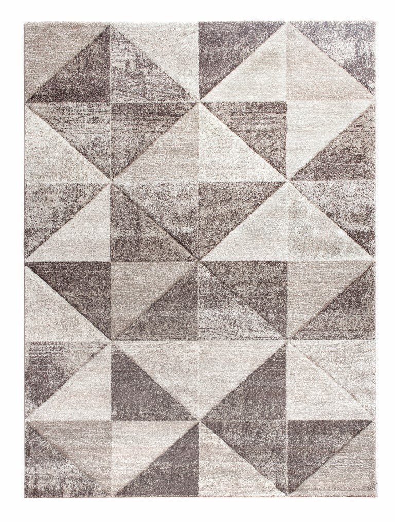 Beige Brown Geometric Triangles Rug - Impulse Triad