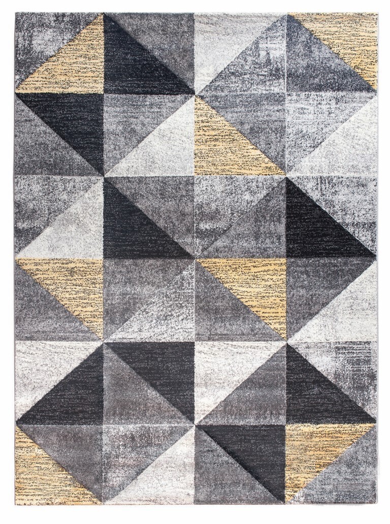 Yellow Grey Geometric Triangles Rug - Impulse Triad