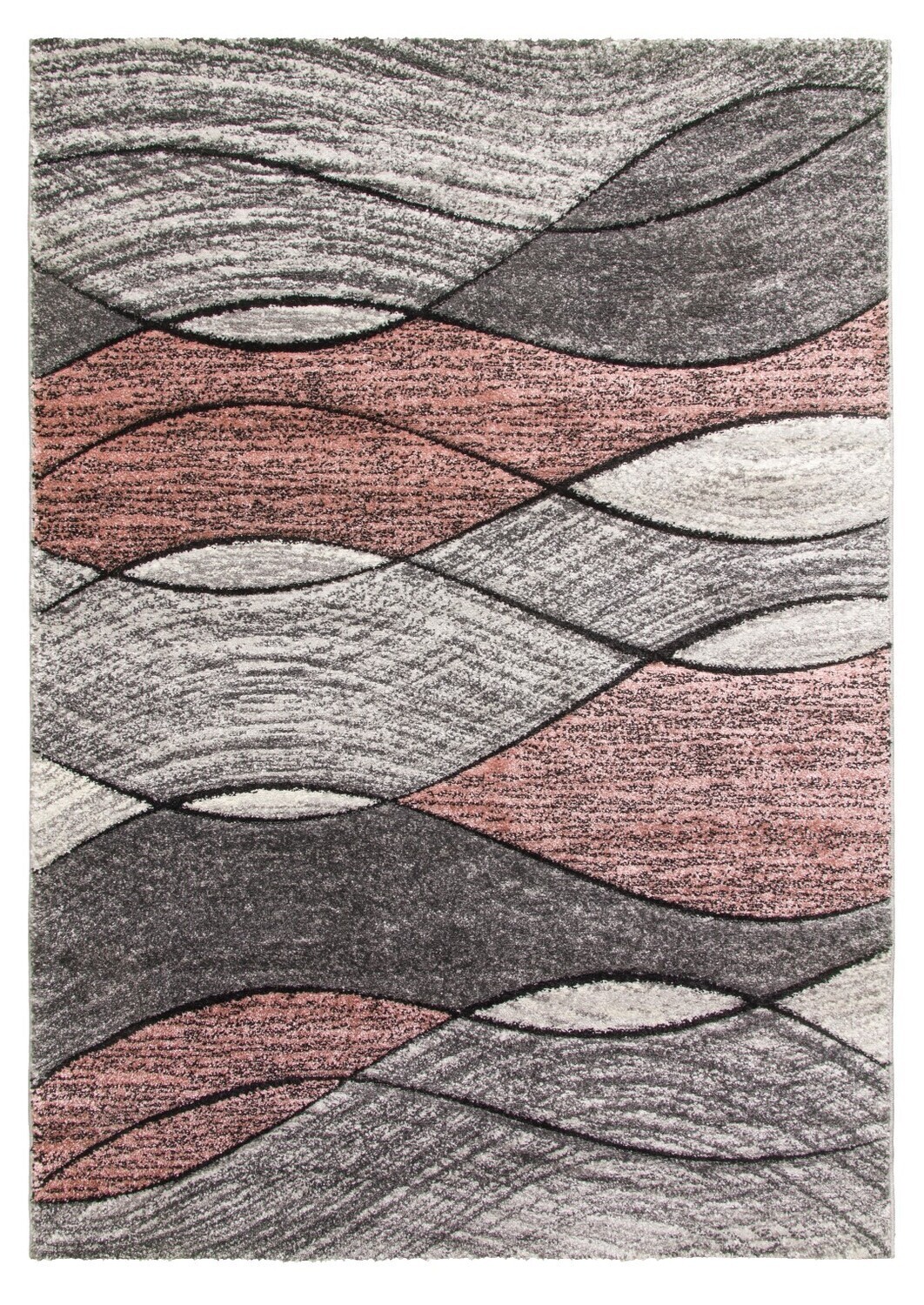 Pink Grey Waves Rug - Impulse
