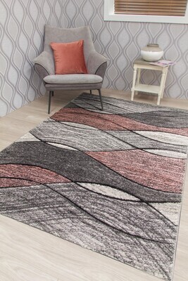 Pink Grey Waves Rug - Impulse