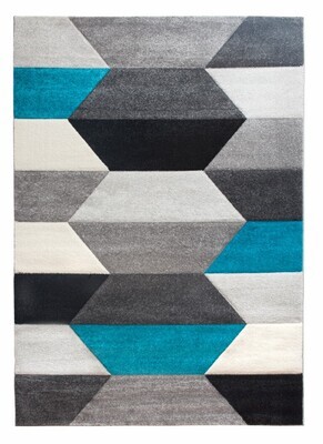 Teal Grey Hexa Geometric Rug - Impulse