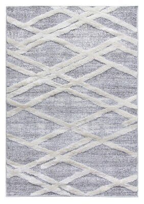 Grey Cream Criss Cross Geometric Rug - Lindos