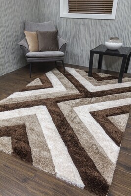 Luxus Cascade - 3D Shaggy Rug - Beige