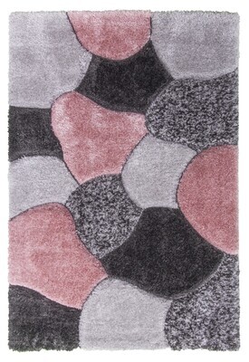 Luxus Stones - 3D Shaggy Rug - Multi Pink