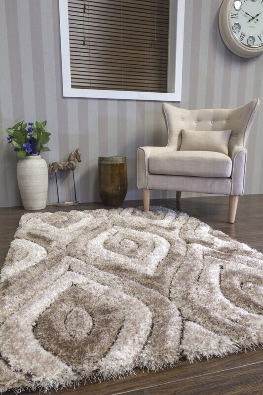 Luxus Teardrop - 3D Shaggy Rug - Beige