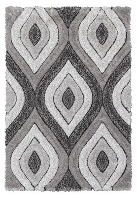Luxus Teardrop - 3D Shaggy Rug - Grey