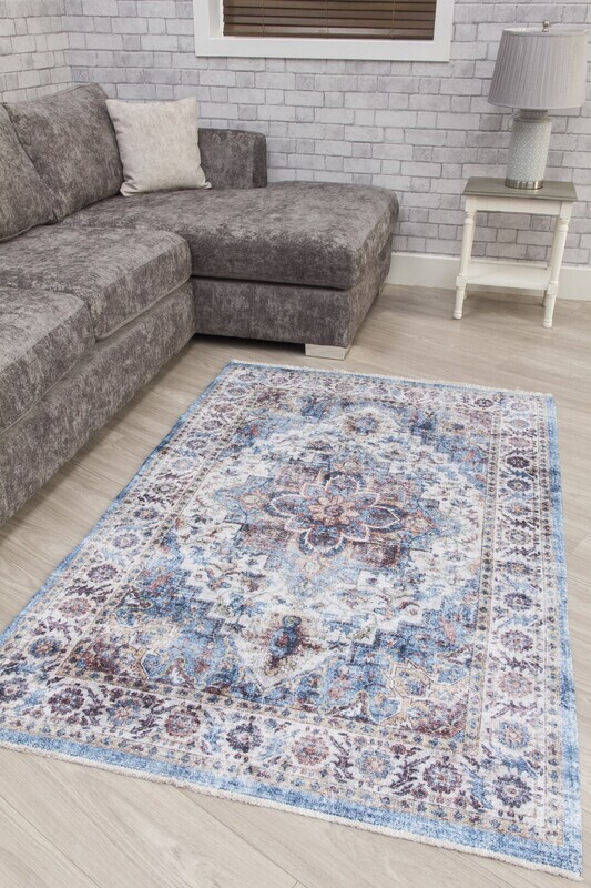 Blue Cream Modern Rug - Modena Vita