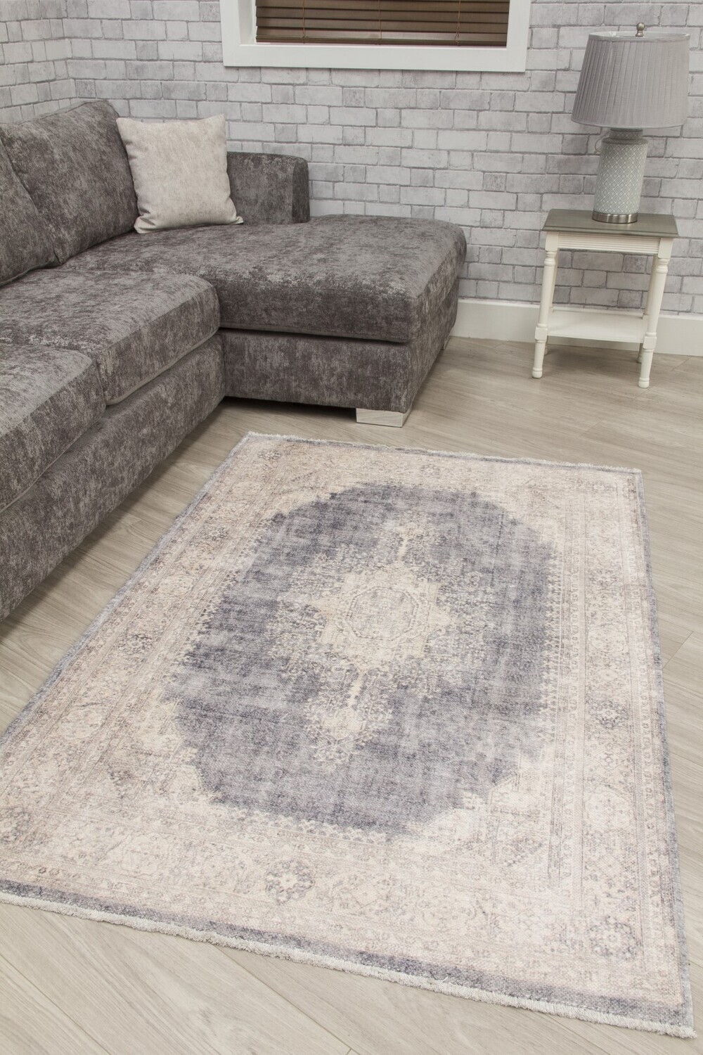 Grey Cream Distressed Modern Rug - Modena Cairo