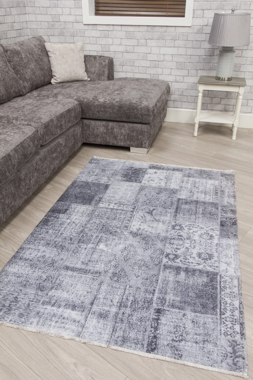 Grey Patchwork Modern Rug - Modena