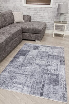 Grey Patchwork Modern Rug - Modena