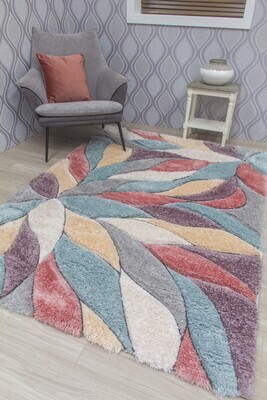 Passion Bloom - 3D Shaggy Rug - Multicolour