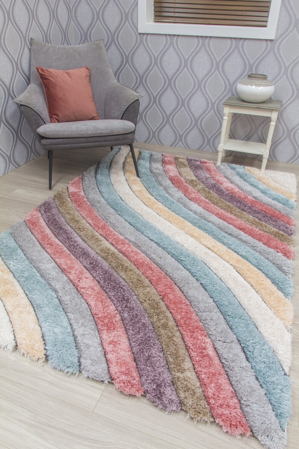 Passion Curves - 3D Shaggy Rug - Multicolour