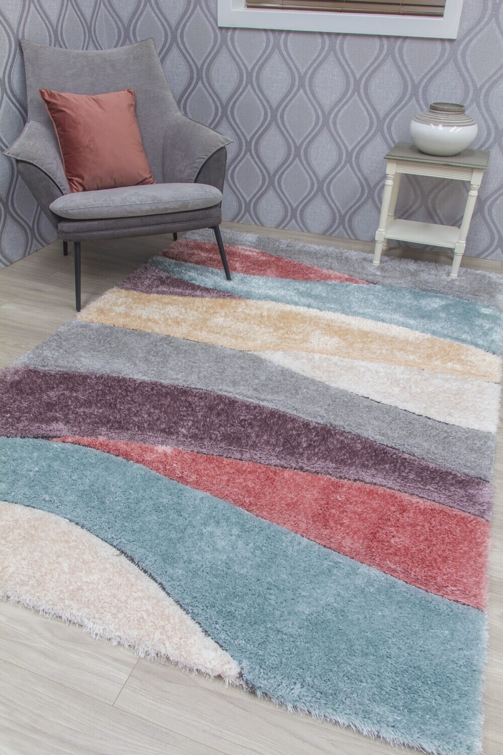 Passion Fluid - 3D Shaggy Rug - Multicolour