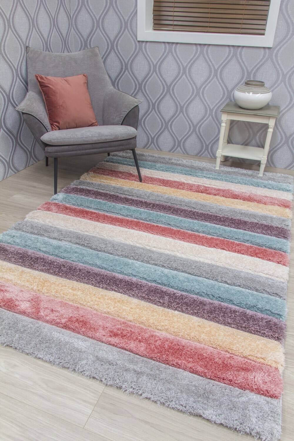 Passion Stripes - 3D Shaggy Rug - Multicolour