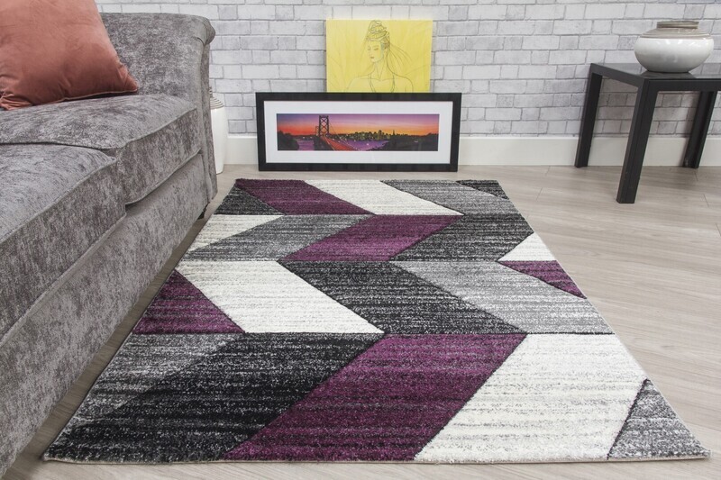 Grey Purple Chevron Rug - Impulse