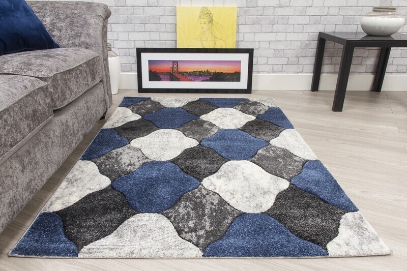 Grey Navy Coblo Rug - Impulse