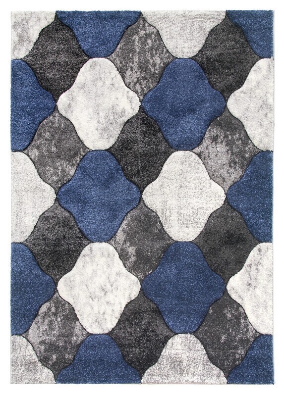 Grey Navy Coblo Rug - Impulse