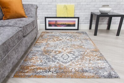 Medallion Distressed Grey Rug - Antika