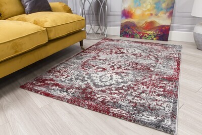 Medallion Distressed Red Rug - Antika