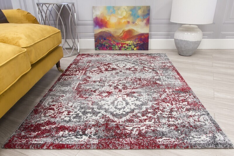 Medallion Distressed Red Rug - Antika