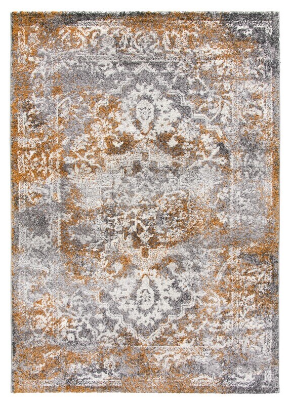 Medallion Distressed Grey Rug - Antika