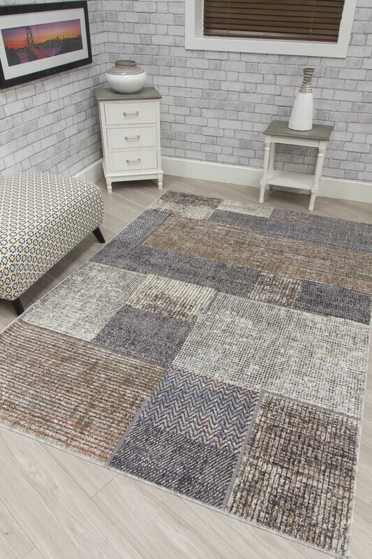 Beige Brown Modern Rug - Revive Pacha