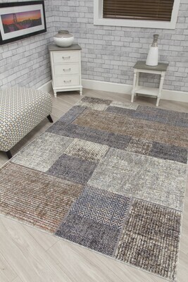 Beige Brown Modern Rug - Revive Pacha