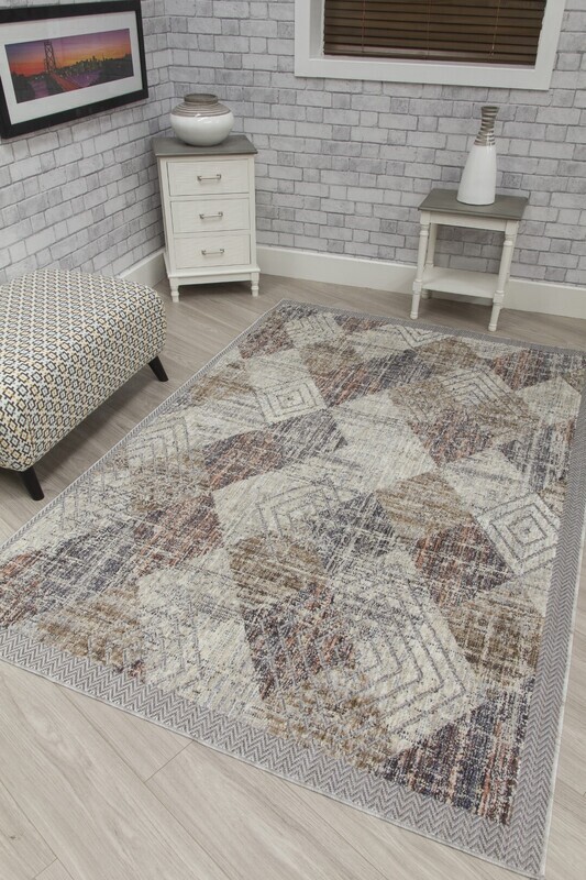 Beige Cream Modern Rug - Revive Rhomba