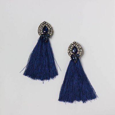 Tassle Rhinestone Earring in Sapphire Tassle Rhinestone Earring in Sapphire