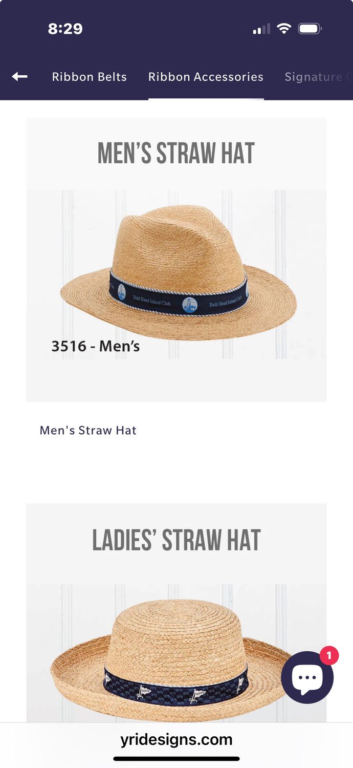 Men&#39;s Straw Hat w/ Burgee Ribbon