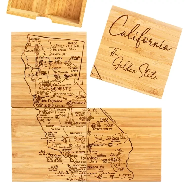 California Bamboo Coaster Set