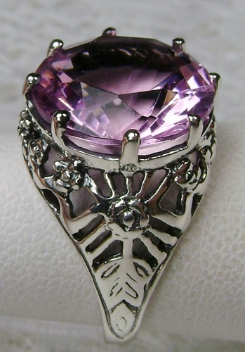 (#8) Floral Crown Design Gemstone Filigree Sterling Silver Ring