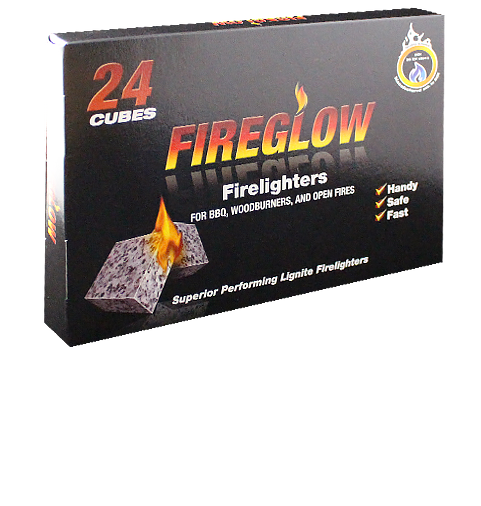 Tiger Tim Fireglow 24 Cubes Firelighters Superior Lignite Mess-Free Safe Odourless
