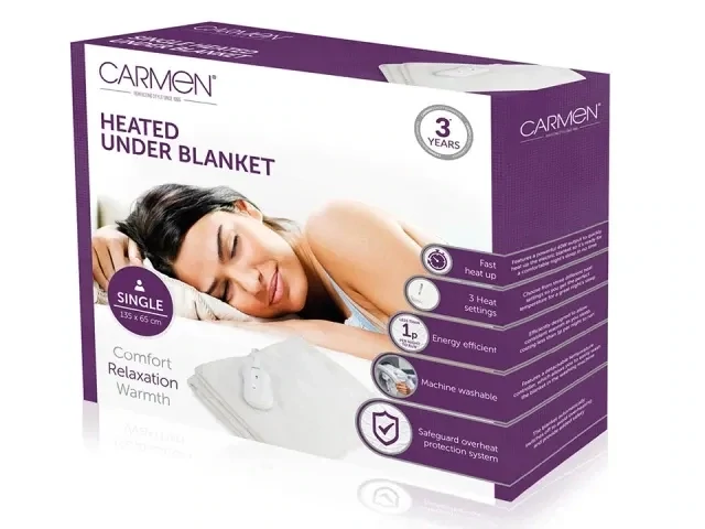 Carmen Electric Heated Under Blanket Winter 3 Heat Settings