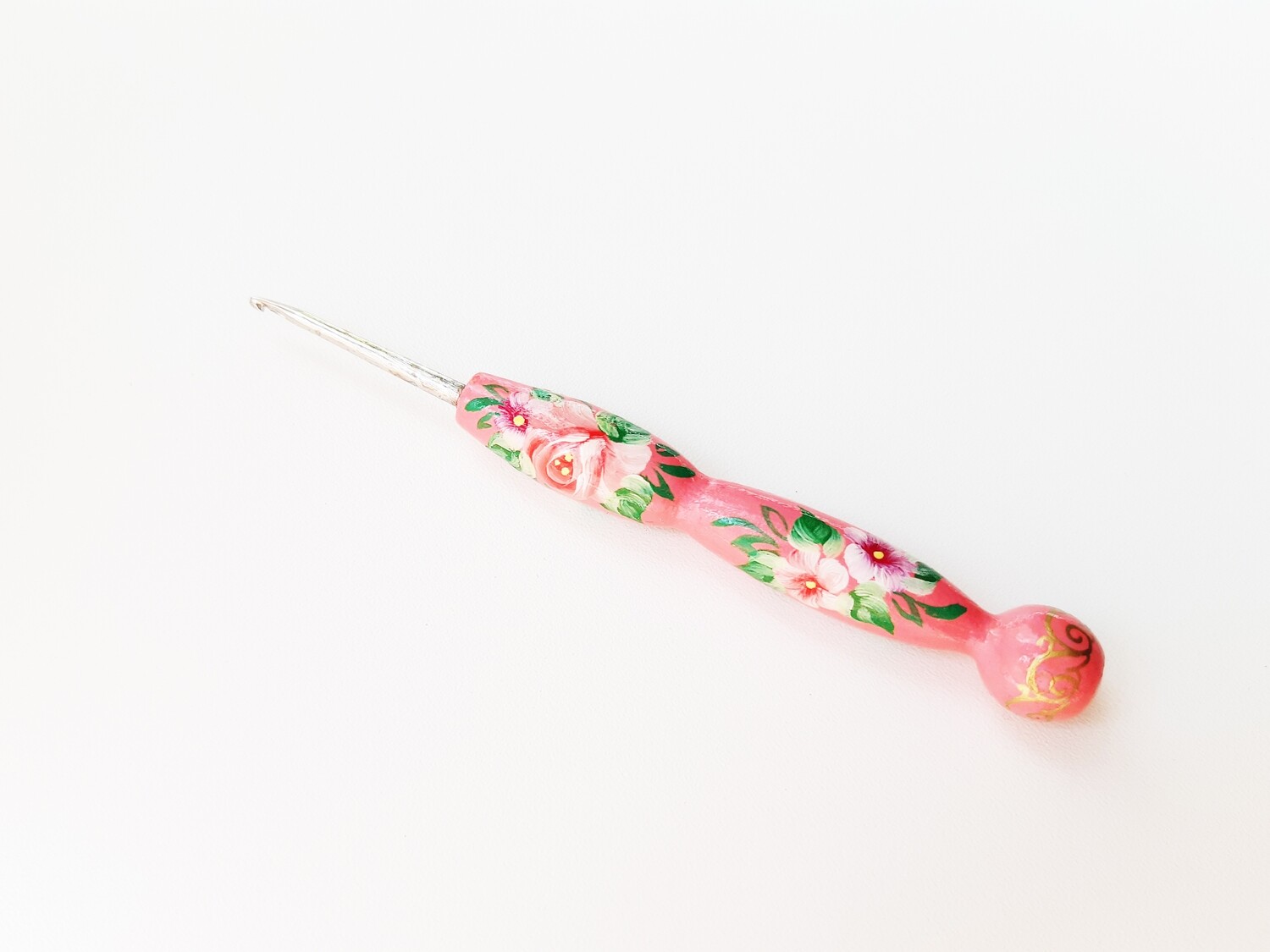 Tatting Short Hook 0.9 mm Painted Pink