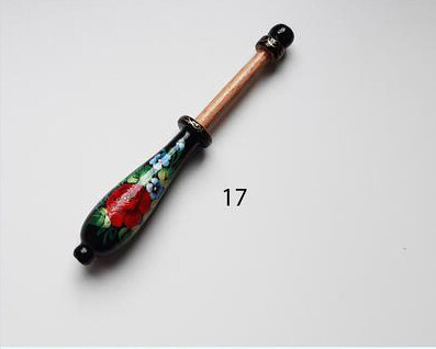 French Lacemaking Bobbins Made of Beech Hand Painted RED ROSES ON BLACK