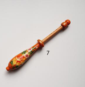 French Lacemaking Bobbins Made of Beech Hand Painted ORANGE
