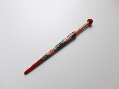 Thin Narrowed Wooden Lacemaking Bobbin Made of Beech Hand Painted RED