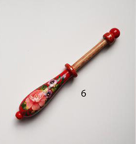 French Lacemaking Bobbins Made of Beech Hand Painted RED