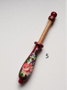 French Lacemaking Bobbins Made of Beech Hand Painted BURGUNDY