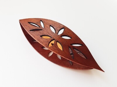 Large Wooden Tatting Shuttle With Sharp Pick Mahogany Wood With Cutouts #2