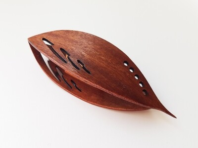 Large Wooden Tatting Shuttle With Sharp Pick Mahogany Wood With Cutouts #3