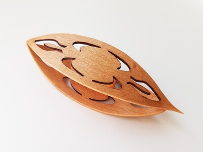 Large Wooden Tatting Shuttle With Sharp Pick Beech With Cutouts #1