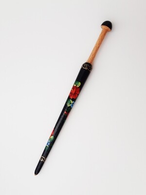 Thin Narrowed Wooden Lacemaking Bobbin Made of Beech Hand Painted BLACK