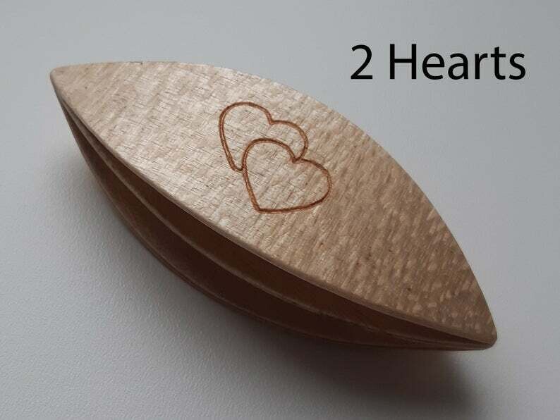 Double Decker Tatting Shuttle Maple 2 Hearts Engraved