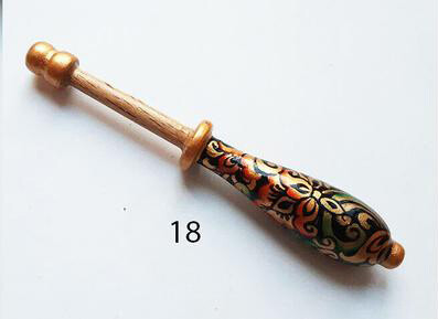 French Lacemaking Bobbins Made of Beech Hand Painted GOLD KHOKHLOMA