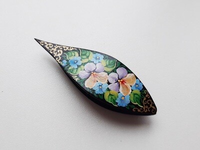 Tatting Shuttle With Pick Black Wood Painted