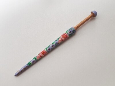 Thin Narrowed Wooden Lacemaking Bobbin Made of Beech Hand Painted LILAC