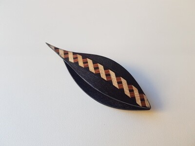 Tatting Shuttle With Pick Black Wood Marquetry