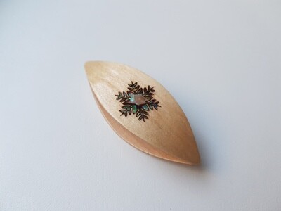 Tatting Shuttle Maple Blue Mother-of-Pearl Inlay